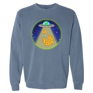 Cool Pizza Loving UFO Alien Garment-Dyed Sweatshirt