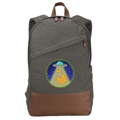 Cool Pizza Loving UFO Alien Cotton Canvas Backpack