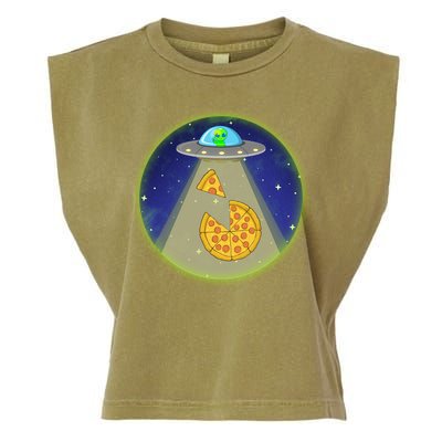 Cool Pizza Loving UFO Alien Garment-Dyed Women's Muscle Tee
