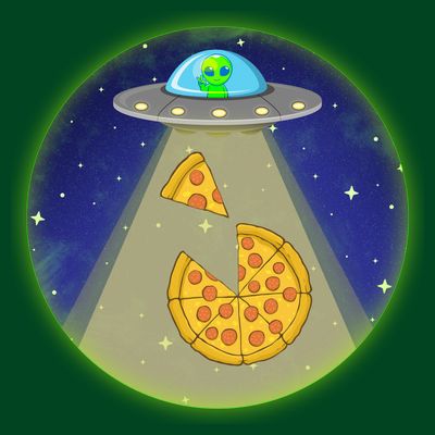 Cool Pizza Loving UFO Alien T-Shirt