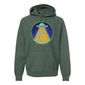 Cool Pizza Loving UFO Alien Premium Hoodie