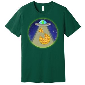 Cool Pizza Loving UFO Alien Premium T-Shirt