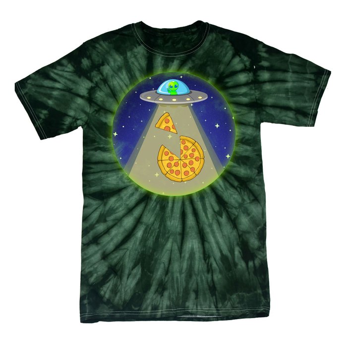 Cool Pizza Loving UFO Alien Tie-Dye T-Shirt