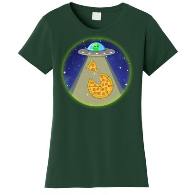 Cool Pizza Loving UFO Alien Women's T-Shirt