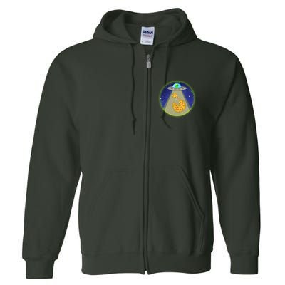 Cool Pizza Loving UFO Alien Full Zip Hoodie