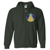 Cool Pizza Loving UFO Alien Full Zip Hoodie