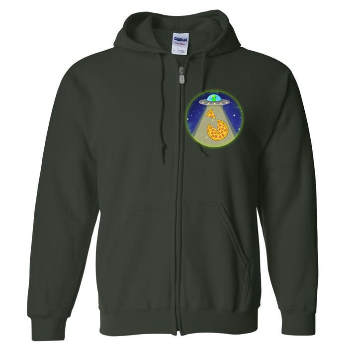 Cool Pizza Loving UFO Alien Full Zip Hoodie