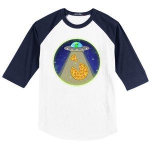 Cool Pizza Loving UFO Alien Baseball Sleeve Shirt