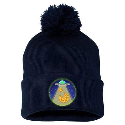 Cool Pizza Loving UFO Alien Pom Pom 12in Knit Beanie