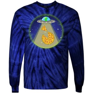 Cool Pizza Loving UFO Alien Tie-Dye Long Sleeve Shirt