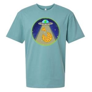 Cool Pizza Loving UFO Alien Sueded Cloud Jersey T-Shirt