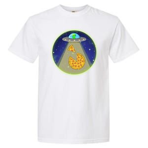 Cool Pizza Loving UFO Alien Garment-Dyed Heavyweight T-Shirt