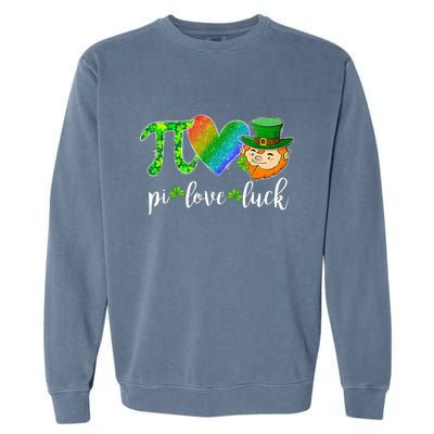 Cute Pi Love Luck Math Teacher Leprechaun St Patricks Day Garment-Dyed Sweatshirt