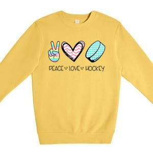 Cute Peace Love Hockey For Women Teen Girl Hockey Team Gift Premium Crewneck Sweatshirt