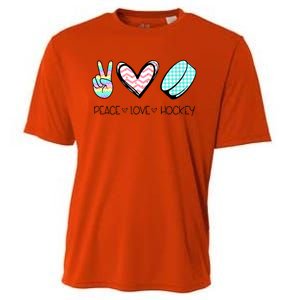 Cute Peace Love Hockey For Women Teen Girl Hockey Team Gift Cooling Performance Crew T-Shirt