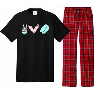 Cute Peace Love Hockey For Women Teen Girl Hockey Team Gift Pajama Set