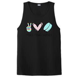 Cute Peace Love Hockey For Women Teen Girl Hockey Team Gift PosiCharge Competitor Tank