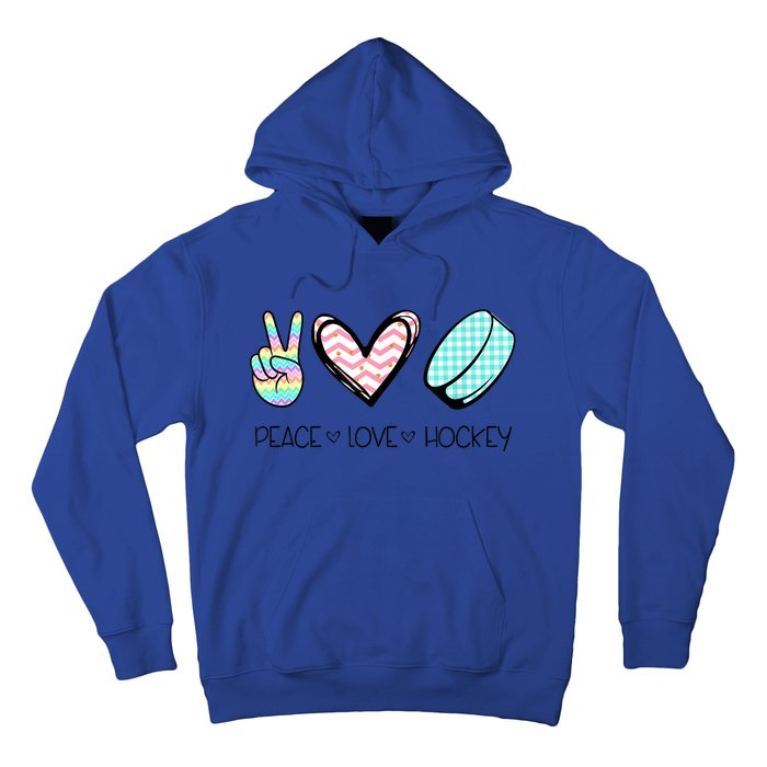 Cute Peace Love Hockey For Women Teen Girl Hockey Team Gift Hoodie