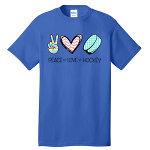 Cute Peace Love Hockey For Women Teen Girl Hockey Team Gift Tall T-Shirt