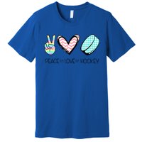 Cute Peace Love Hockey For Women Teen Girl Hockey Team Gift Premium T-Shirt