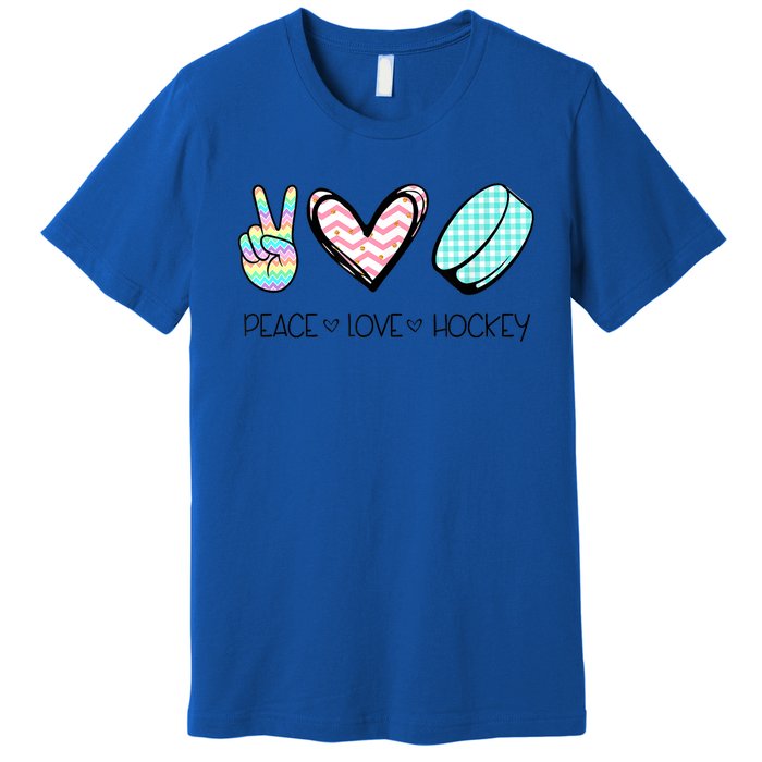 Cute Peace Love Hockey For Women Teen Girl Hockey Team Gift Premium T-Shirt