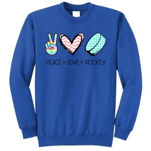 Cute Peace Love Hockey For Women Teen Girl Hockey Team Gift Tall Sweatshirt