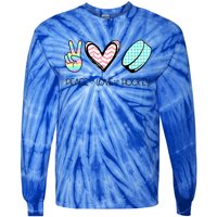 Cute Peace Love Hockey For Women Teen Girl Hockey Team Gift Tie-Dye Long Sleeve Shirt