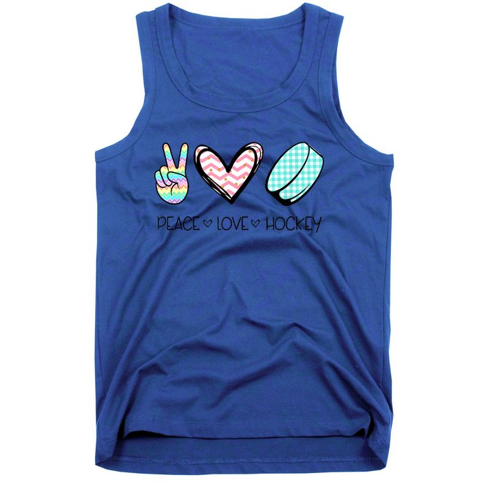 Cute Peace Love Hockey For Women Teen Girl Hockey Team Gift Tank Top