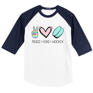 Cute Peace Love Hockey For Women Teen Girl Hockey Team Gift Baseball Sleeve Shirt