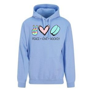 Cute Peace Love Hockey For Women Teen Girl Hockey Team Gift Unisex Surf Hoodie