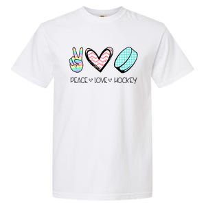 Cute Peace Love Hockey For Women Teen Girl Hockey Team Gift Garment-Dyed Heavyweight T-Shirt