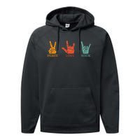 Classic Peace Love Rock Vintage Concert Band Rock Music Performance Fleece Hoodie