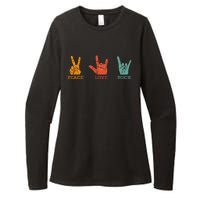 Classic Peace Love Rock Vintage Concert Band Rock Music Womens CVC Long Sleeve Shirt