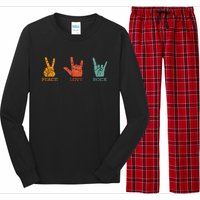 Classic Peace Love Rock Vintage Concert Band Rock Music Long Sleeve Pajama Set