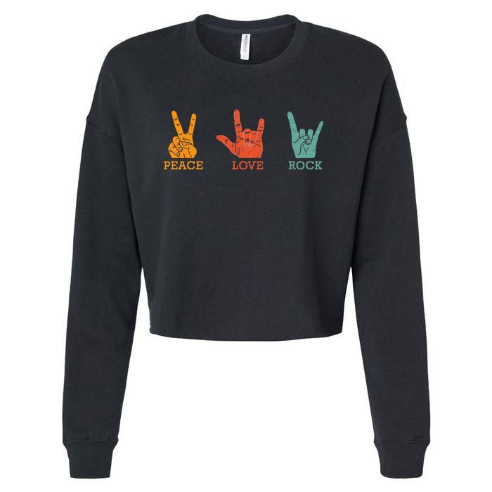 Classic Peace Love Rock Vintage Concert Band Rock Music Cropped Pullover Crew