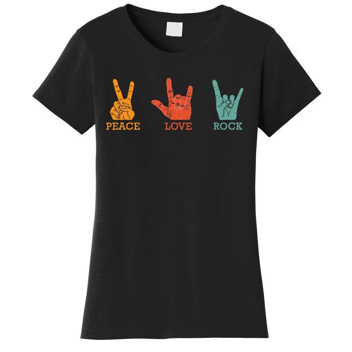 Classic Peace Love Rock Vintage Concert Band Rock Music Women's T-Shirt