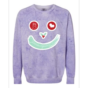 Christmas Peace Love Joy Holiday Smiley Colorblast Crewneck Sweatshirt