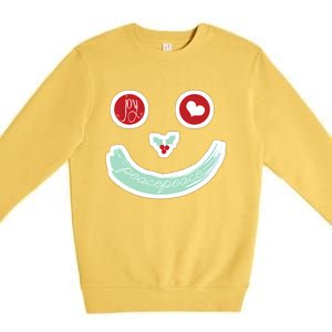 Christmas Peace Love Joy Holiday Smiley Premium Crewneck Sweatshirt