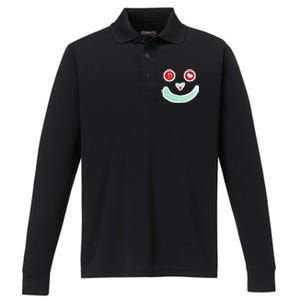 Christmas Peace Love Joy Holiday Smiley Performance Long Sleeve Polo