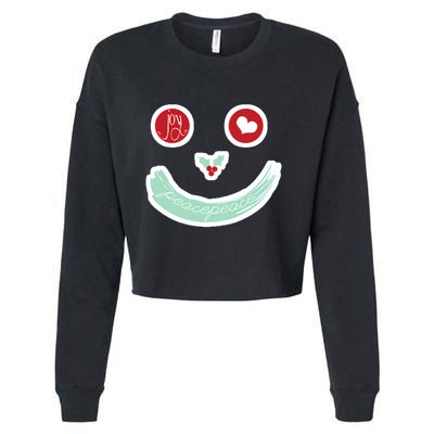 Christmas Peace Love Joy Holiday Smiley Cropped Pullover Crew