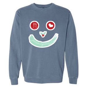 Christmas Peace Love Joy Holiday Smiley Garment-Dyed Sweatshirt