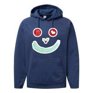 Christmas Peace Love Joy Holiday Smiley Performance Fleece Hoodie