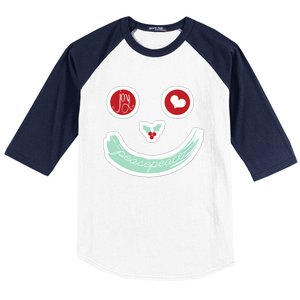 Christmas Peace Love Joy Holiday Smiley Baseball Sleeve Shirt