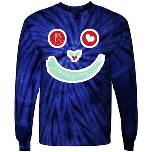 Christmas Peace Love Joy Holiday Smiley Tie-Dye Long Sleeve Shirt