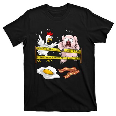 Cute Police Line Do Not Cross Funny Chicken Pig Eater Gift T-Shirt