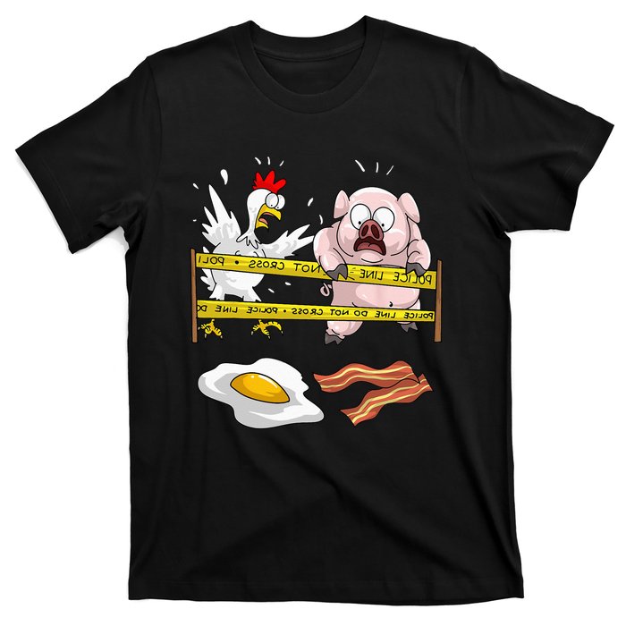 Cute Police Line Do Not Cross Funny Chicken Pig Eater Gift T-Shirt