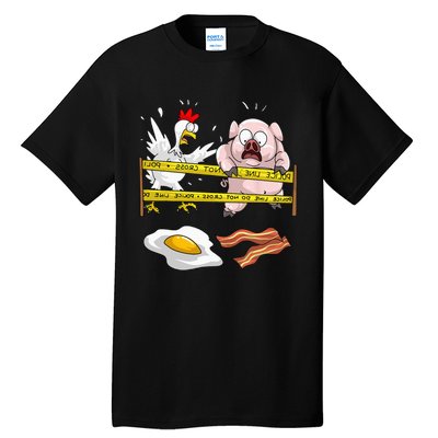 Cute Police Line Do Not Cross Funny Chicken Pig Eater Gift Tall T-Shirt