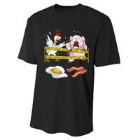 Cute Police Line Do Not Cross Funny Chicken Pig Eater Gift Performance Sprint T-Shirt