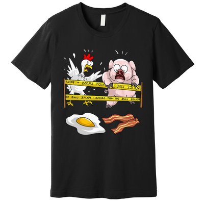 Cute Police Line Do Not Cross Funny Chicken Pig Eater Gift Premium T-Shirt