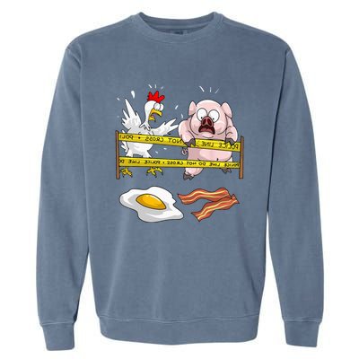 Cute Police Line Do Not Cross Funny Chicken Pig Eater Gift Garment-Dyed Sweatshirt